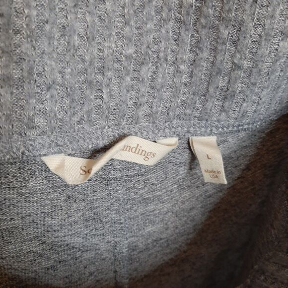 Soft Surroundings Leggings Gray Women Size L Sweater Soft Ruched Ankle Lounge - Picture 4 of 10